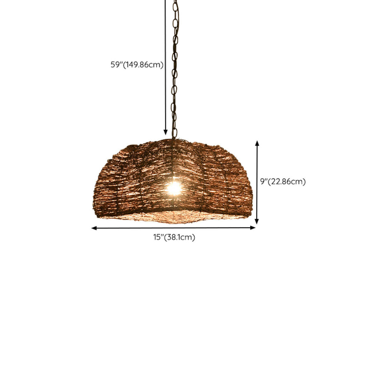 Asian Drum Rattan Pendant Light Adjustable Height Image - 25