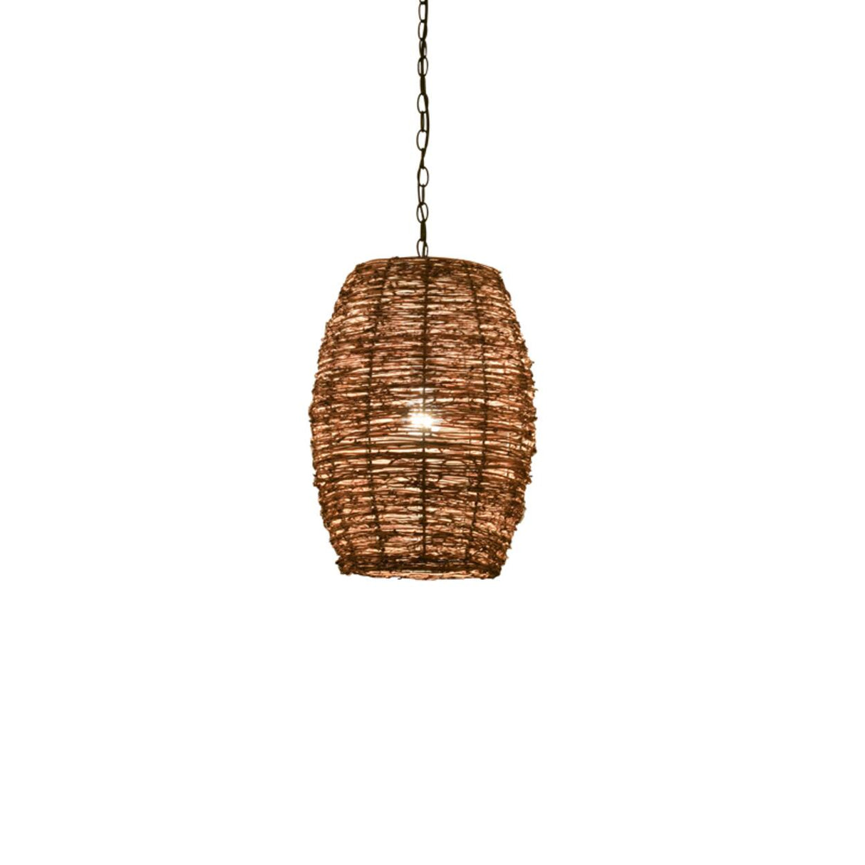 Asian Drum Rattan Pendant Light Adjustable Height Image - 5