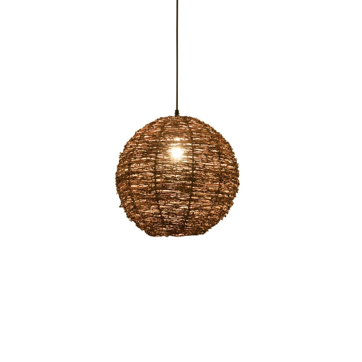 Asian Drum Rattan Pendant Light Adjustable Height Image - 7