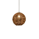 Asian Drum Rattan Pendant Light Adjustable Height Image - 7