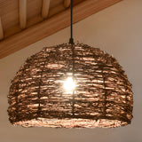 Asian Drum Rattan Pendant Light Adjustable Height Image - 8