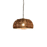 Asian Drum Rattan Pendant Light Adjustable Height Image - 9