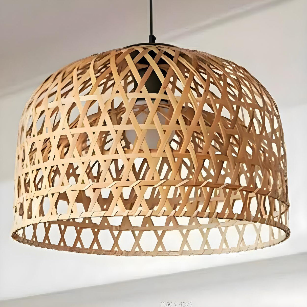 Asian Natural Bamboo Woven Fringe Restaurant Pendant Light Image - 11