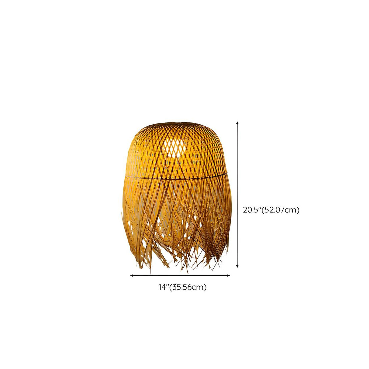 Asian Natural Bamboo Woven Fringe Restaurant Pendant Light 