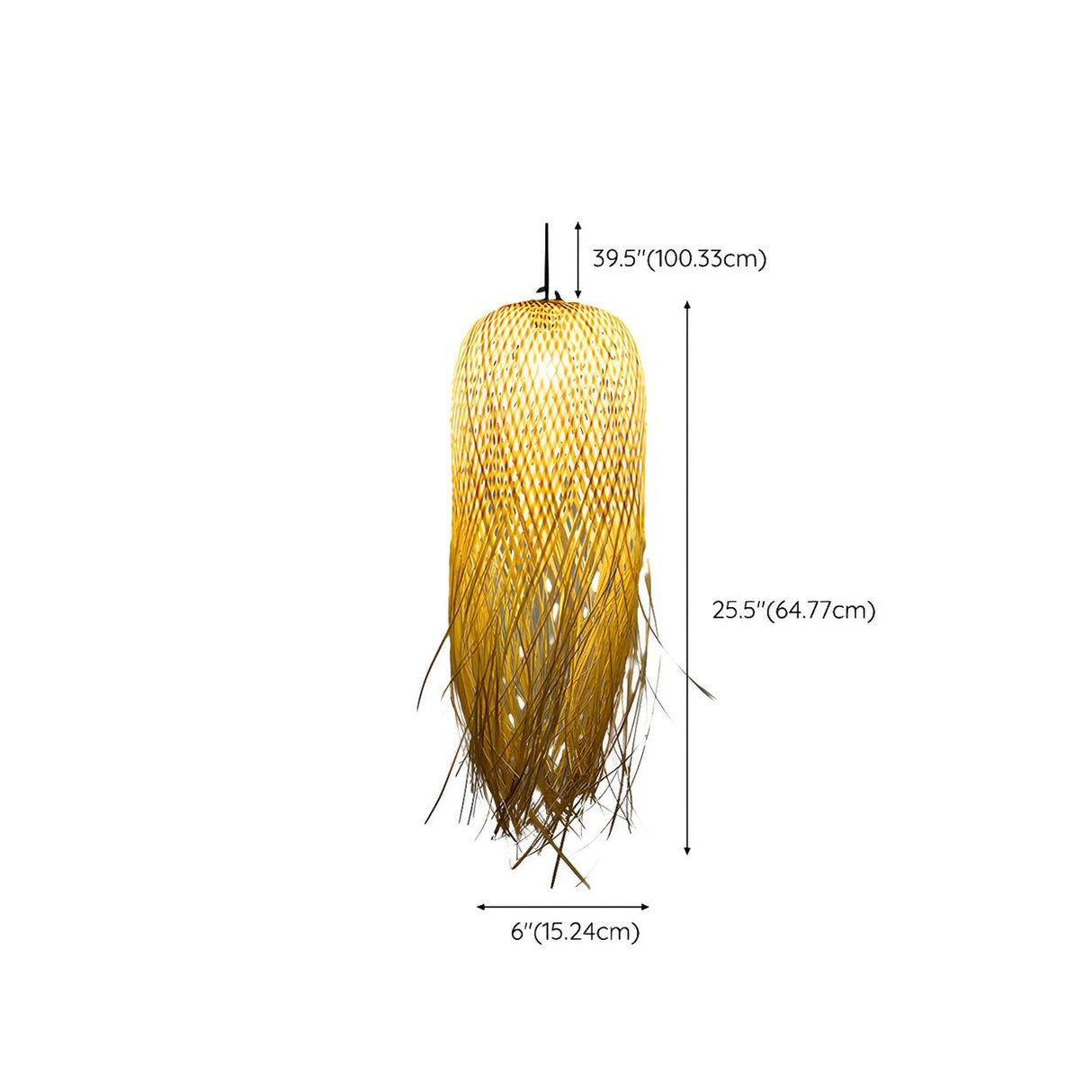 Asian Natural Bamboo Woven Fringe Restaurant Pendant Light Image - 23