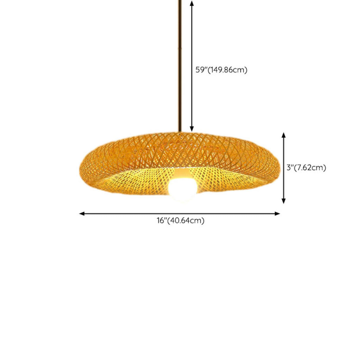 Asian Natural Woven Bamboo Oval Wave Pendant Light Image - 24