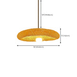 Asian Natural Woven Bamboo Oval Wave Pendant Light Image - 24