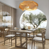 Asian Organic Woven Bamboo Restaurant Pendant Light Image - 4