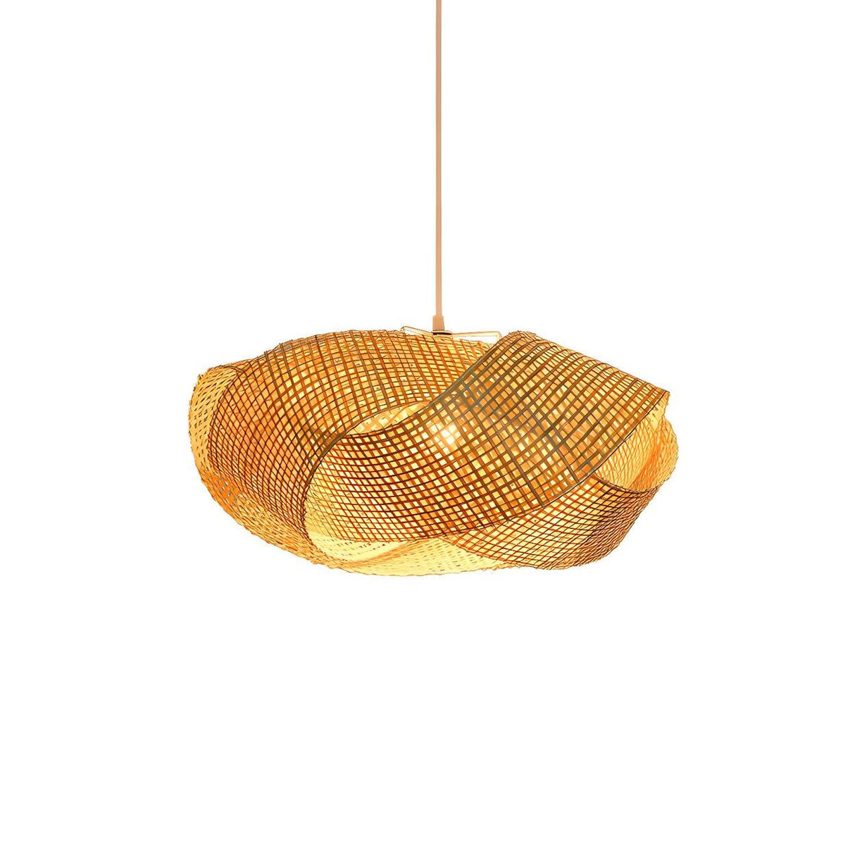 Asian Organic Woven Bamboo Restaurant Pendant Light Image - 5