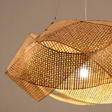 Asian Organic Woven Bamboo Restaurant Pendant Light Image - 8