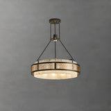 Asian Oriental Circular Alabaster Pendant Chandelier Image - 2