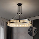 Asian Oriental Circular Alabaster Pendant Chandelier Image - 4