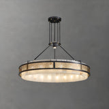 Asian Oriental Circular Alabaster Pendant Chandelier Image - 5