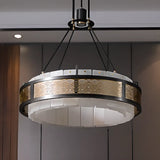 Asian Oriental Circular Alabaster Pendant Chandelier Image - 6