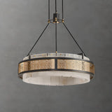 Asian Oriental Circular Alabaster Pendant Chandelier Image - 8