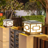 Asian Style Square Metal LED Outdoor Pillar Table Lamp Image - 1