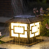 Asian Style Square Metal LED Outdoor Pillar Table Lamp Image - 12