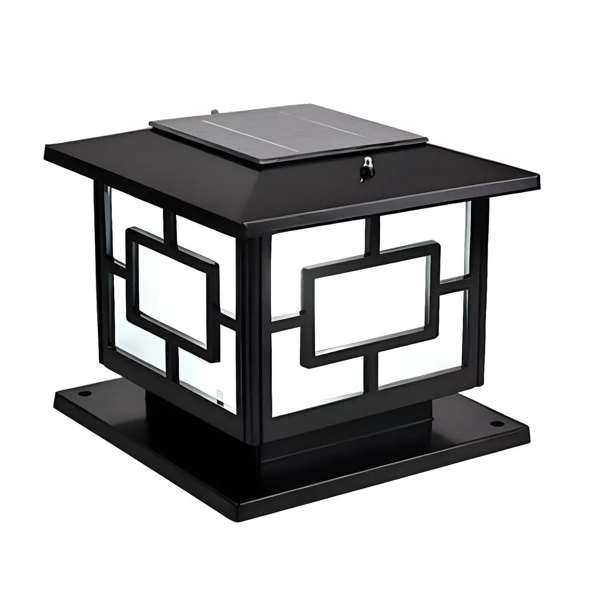 Asian Style Square Metal LED Outdoor Pillar Table Lamp Image - 3