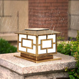 Asian Style Square Metal LED Outdoor Pillar Table Lamp Image - 4