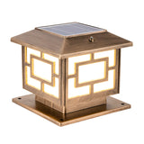 Asian Style Square Metal LED Outdoor Pillar Table Lamp Image - 6