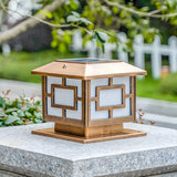 Asian Style Square Metal LED Outdoor Pillar Table Lamp Image - 8