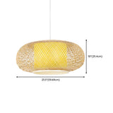 Asian Woven Bamboo Round Oval Restaurant Pendant Light Image - 12