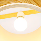 Asian Woven Bamboo Round Oval Restaurant Pendant Light Image - 7