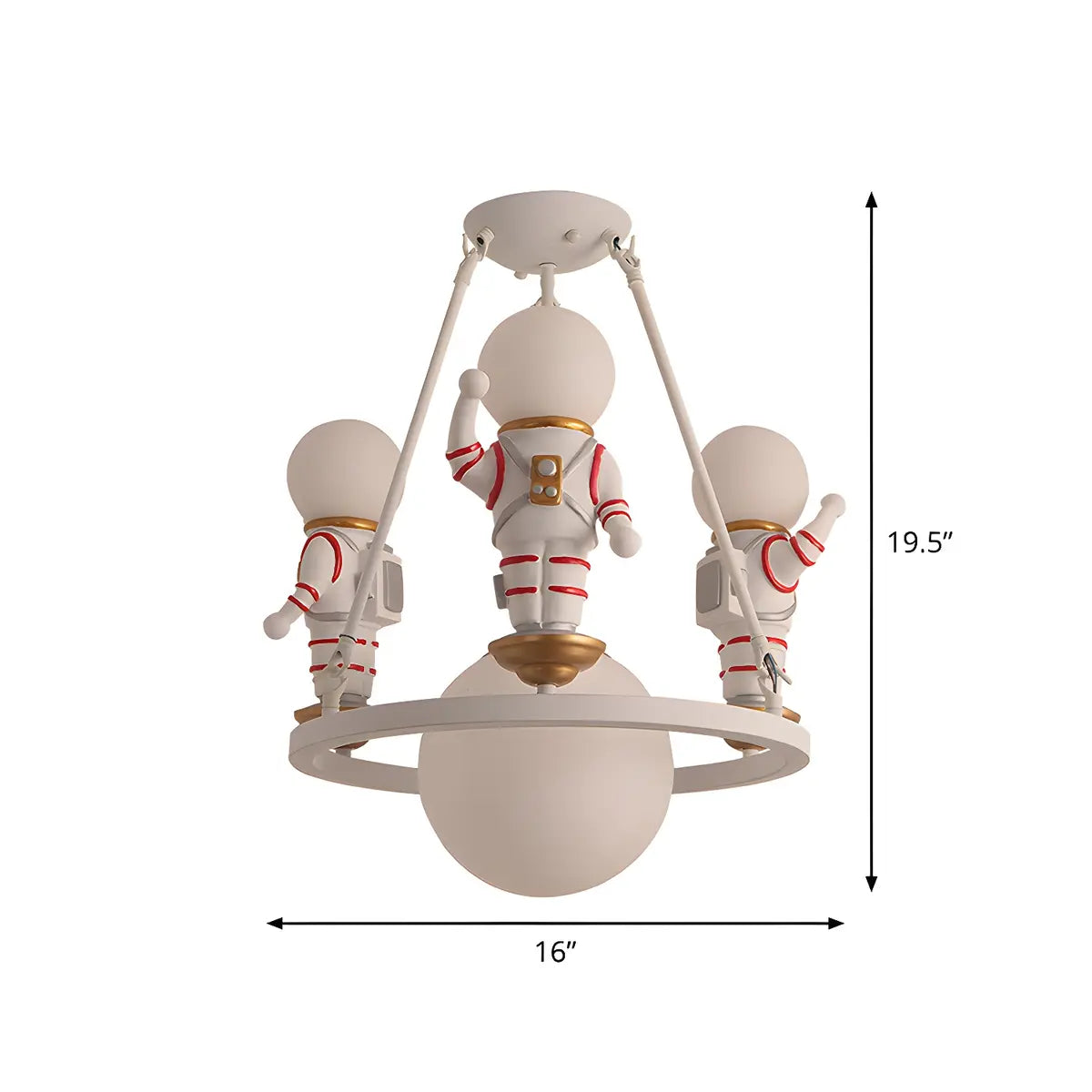 Astronaut Ball Resin Kids Room White 4-Light Chandelier 