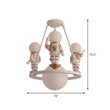 Astronaut Ball Resin Kids Room White 4-Light Chandelier #size