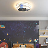 Astronaut Space Circle Dimmable LED Flush Mount Light Image - 14