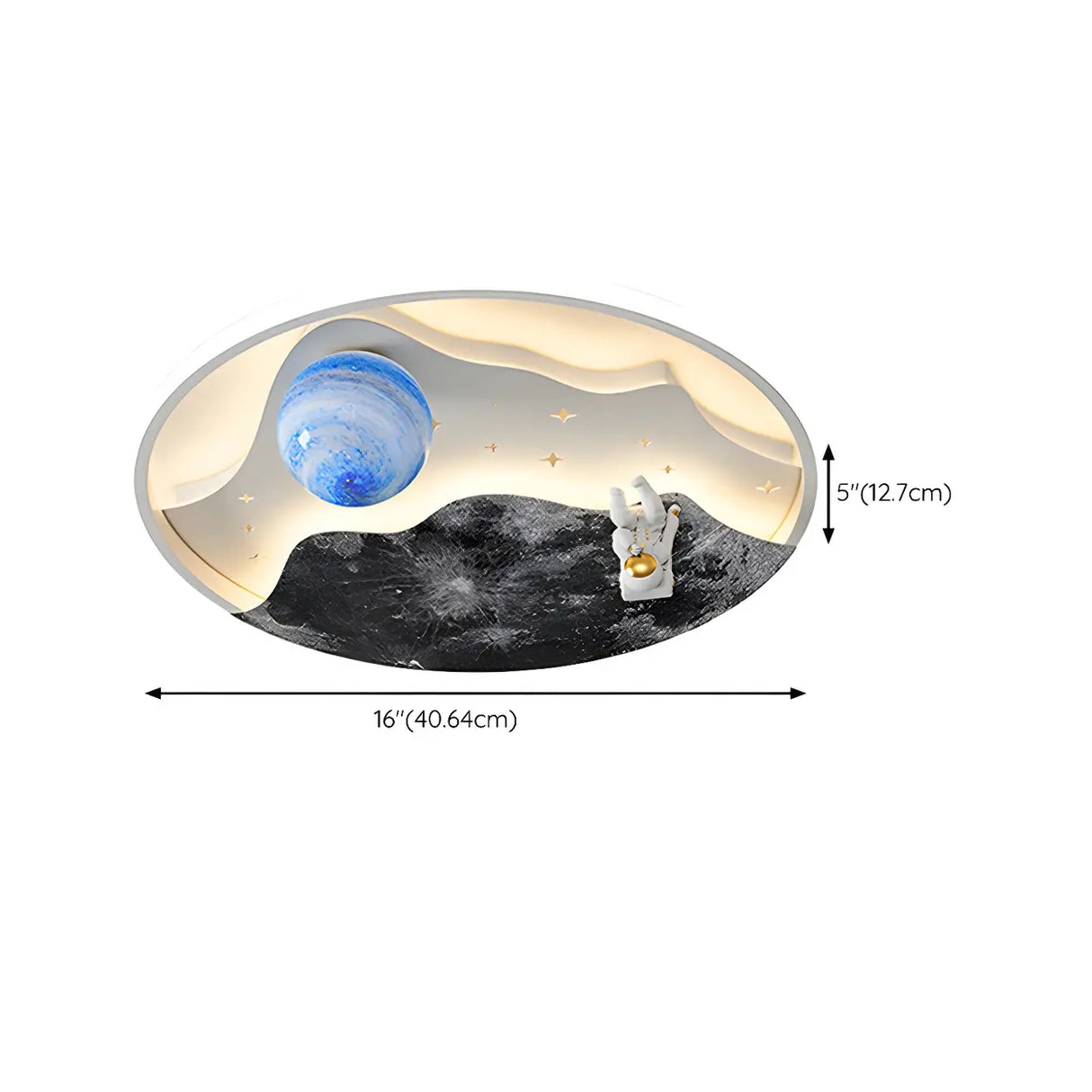 Astronaut Space Circle Dimmable LED Flush Mount Light 