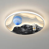 Astronaut Space Circle Dimmable LED Flush Mount Light Image - 6