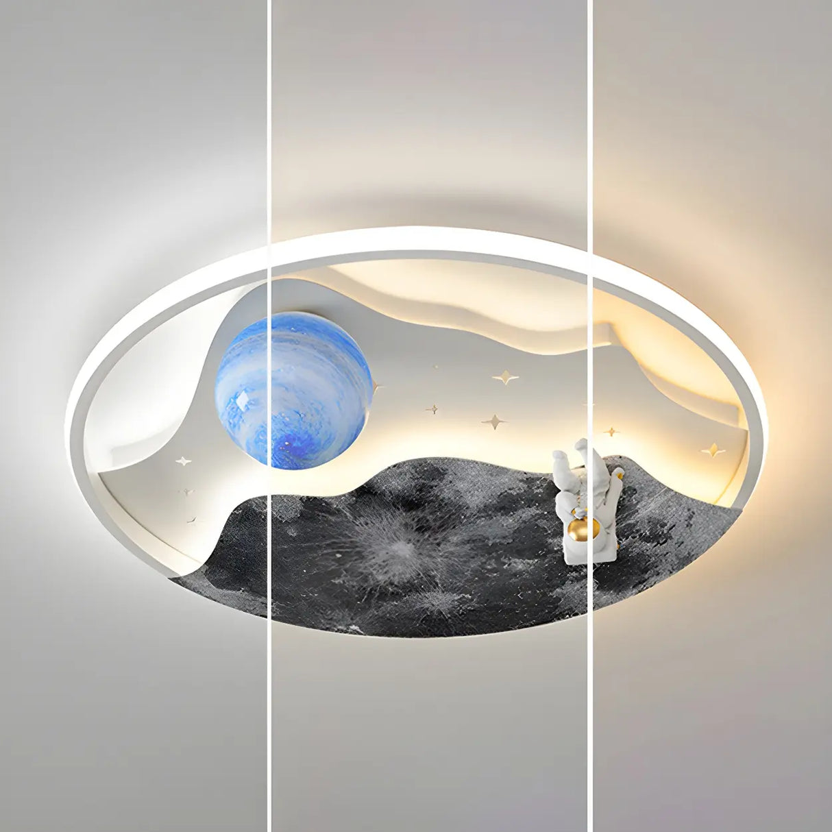 Astronaut Space Circle Dimmable LED Flush Mount Light Image - 8