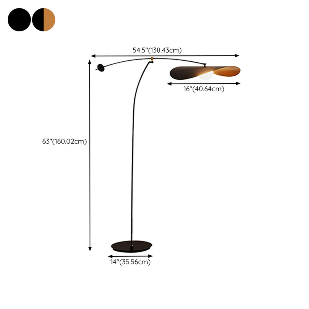 Asymmetrical Modern Black Metal Myrna Floor Lamp 