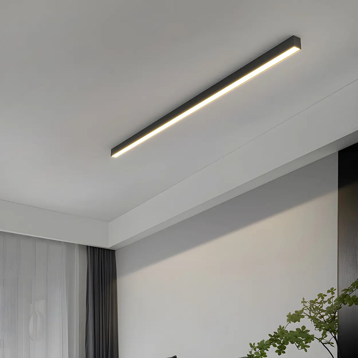 Balcony Black Linear Dimmable Flush Mount Ceiling Light Image - 2