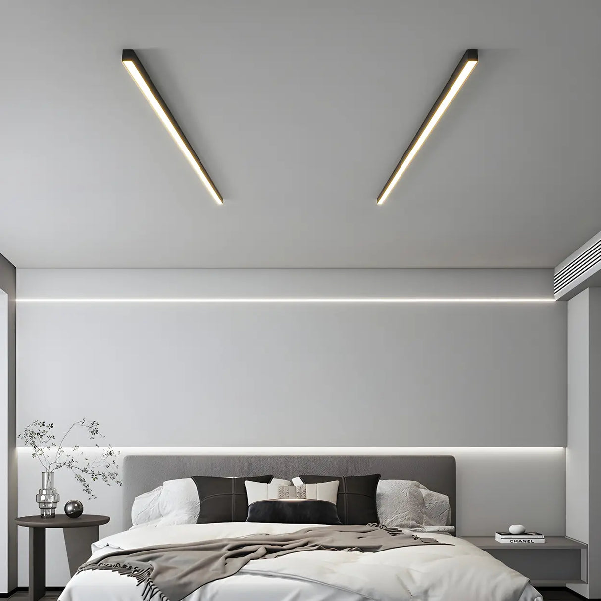 Balcony Black Linear Dimmable Flush Mount Ceiling Light Image - 20