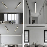 Balcony Black Linear Dimmable Flush Mount Ceiling Light Image - 3