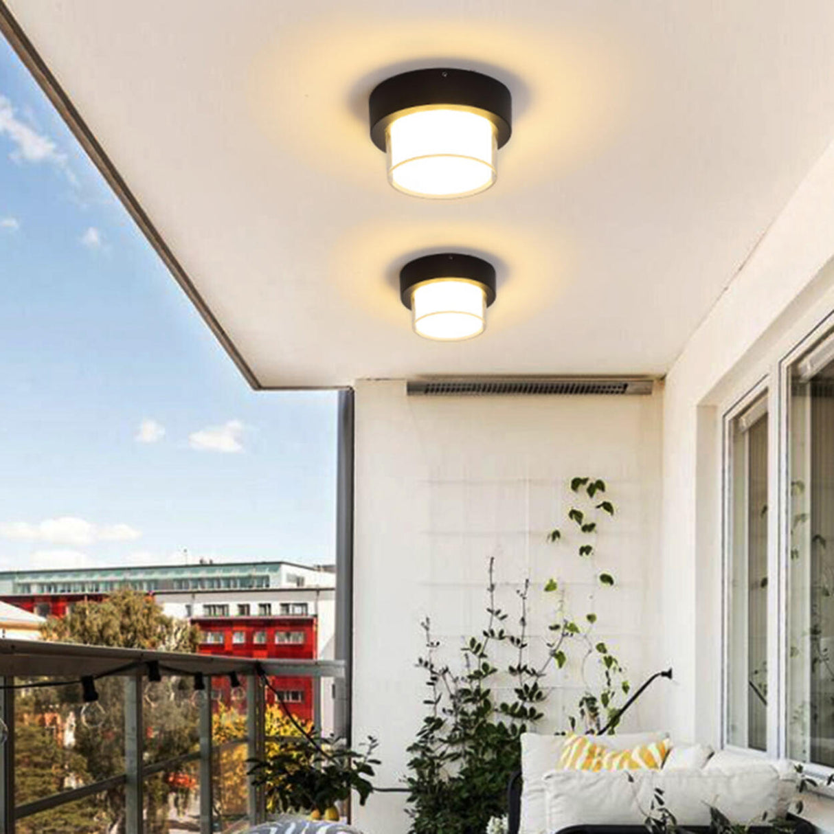 Balcony Black Square LED Flush Mount Ceiling Light Image - 13