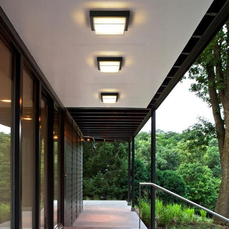 Balcony Black Square LED Flush Mount Ceiling Light Image - 2