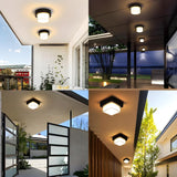 Balcony Black Square LED Flush Mount Ceiling Light Image - 4