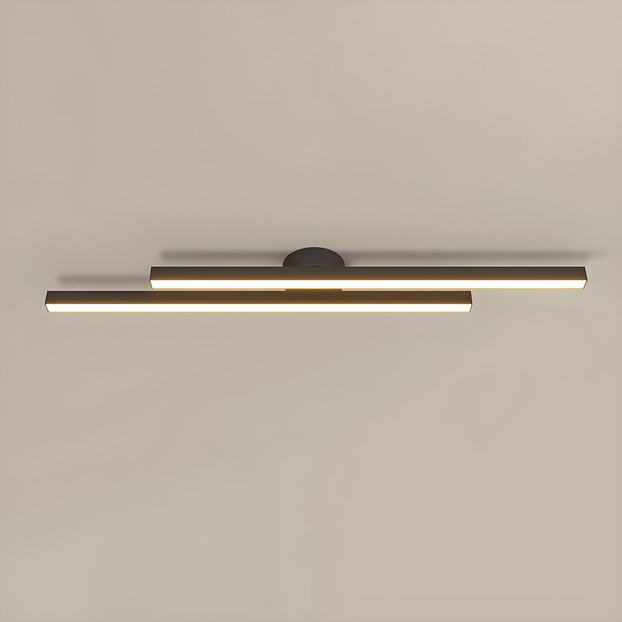 Balcony Black Two Strip Semi-Flush Mount Ceiling Light Image - 16