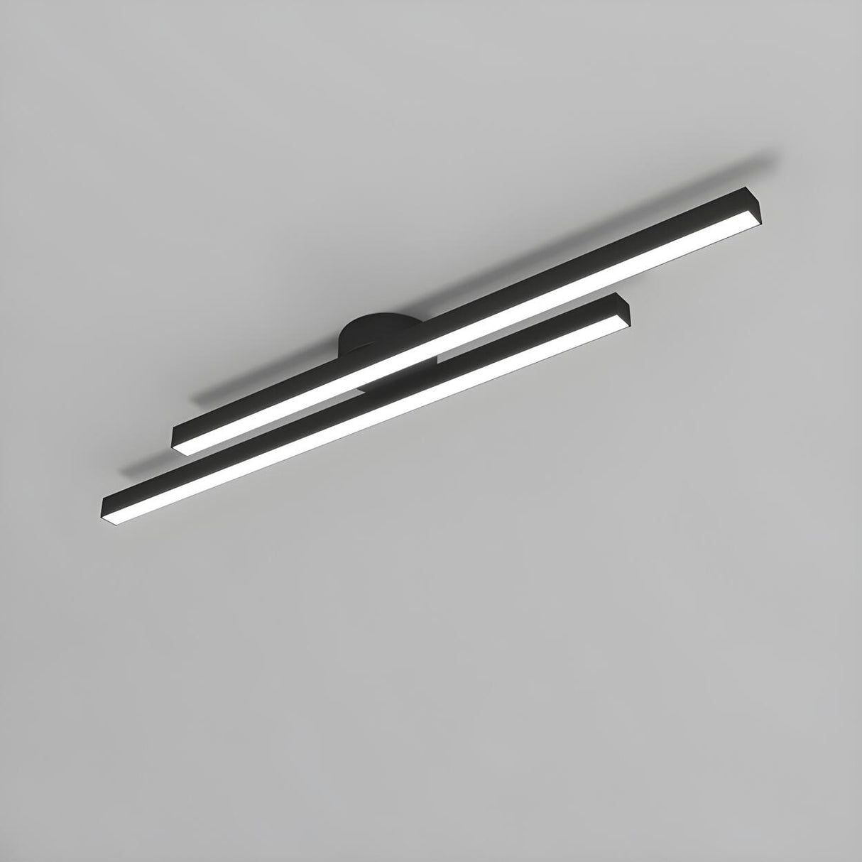 Balcony Black Two Strip Semi-Flush Mount Ceiling Light Image - 7