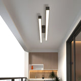 Balcony Black Two Strip Semi-Flush Mount Ceiling Light Image - 8