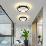 Balcony Black White Round Flush Mount Ceiling Light Image - 1