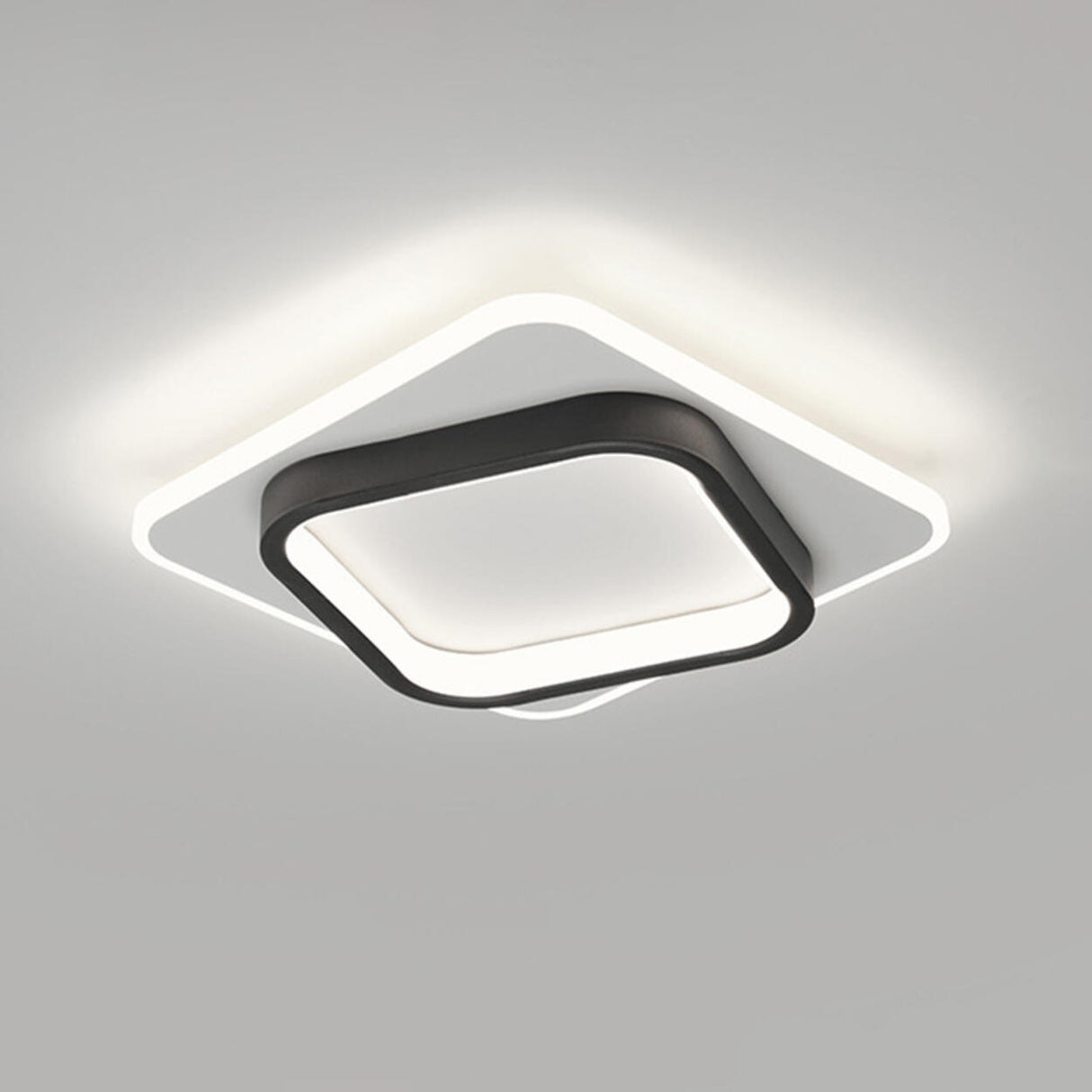 Balcony Black White Round Flush Mount Ceiling Light Image - 12