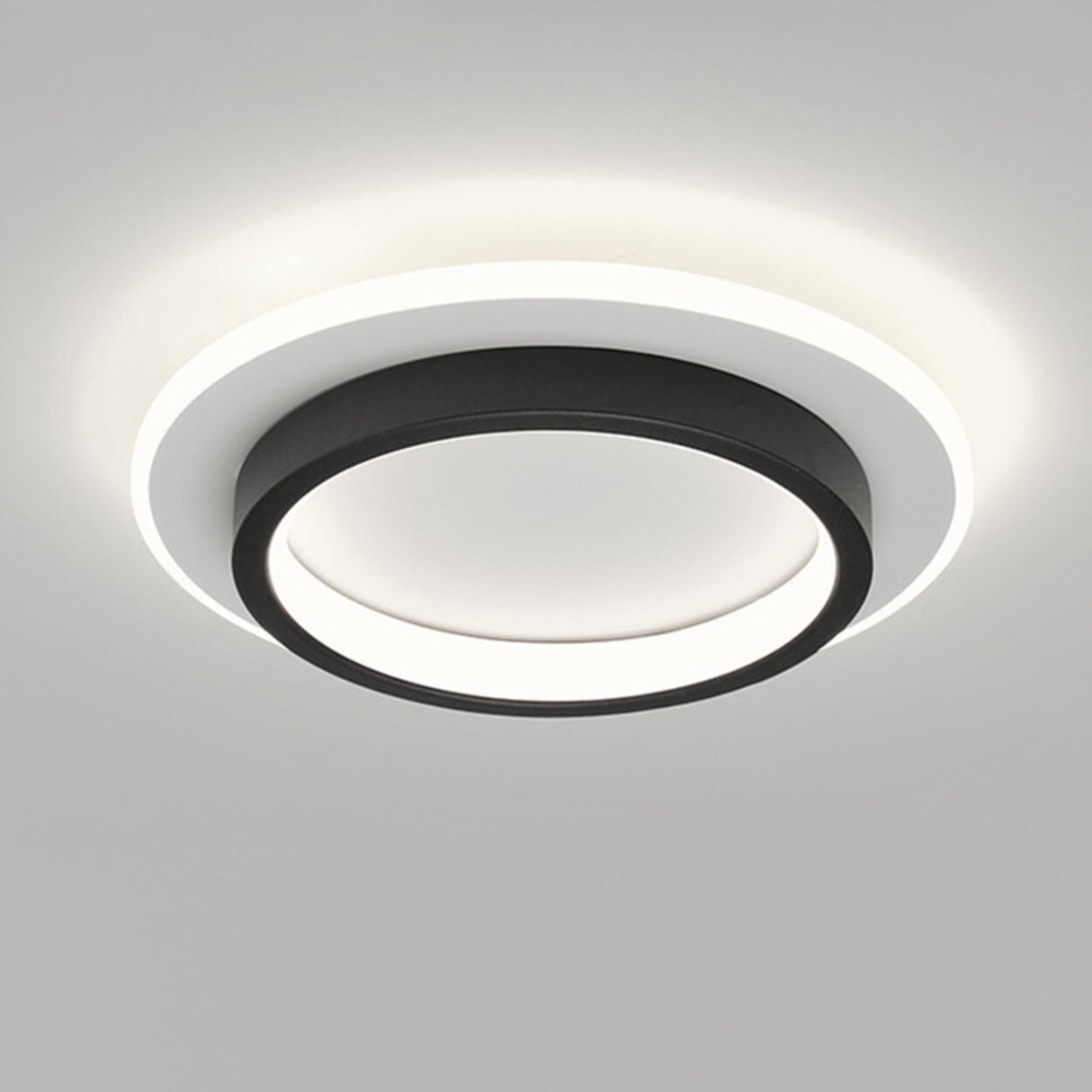 Balcony Black White Round Flush Mount Ceiling Light Image - 23