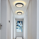 Balcony Black White Round Flush Mount Ceiling Light Image - 3