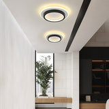 Balcony Black White Round Flush Mount Ceiling Light Image - 6