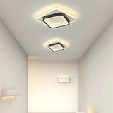 Balcony Black White Round Flush Mount Ceiling Light Image - 8