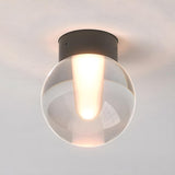 Balcony Mini Black Globe Glass Flush Mount Ceiling Lamp Image - 4